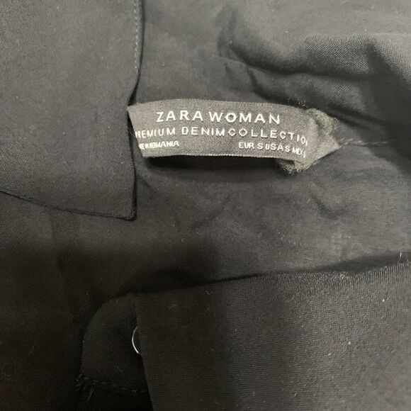 zara womens denim collection button down tank top blouse high low small - Picture 3 of 5